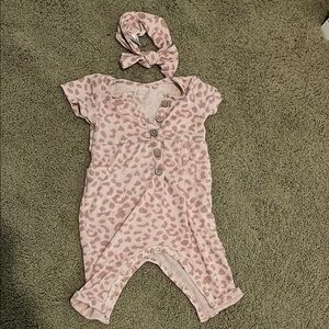 Jessica Simpson Blush Animal Print Bodysuit with Headband